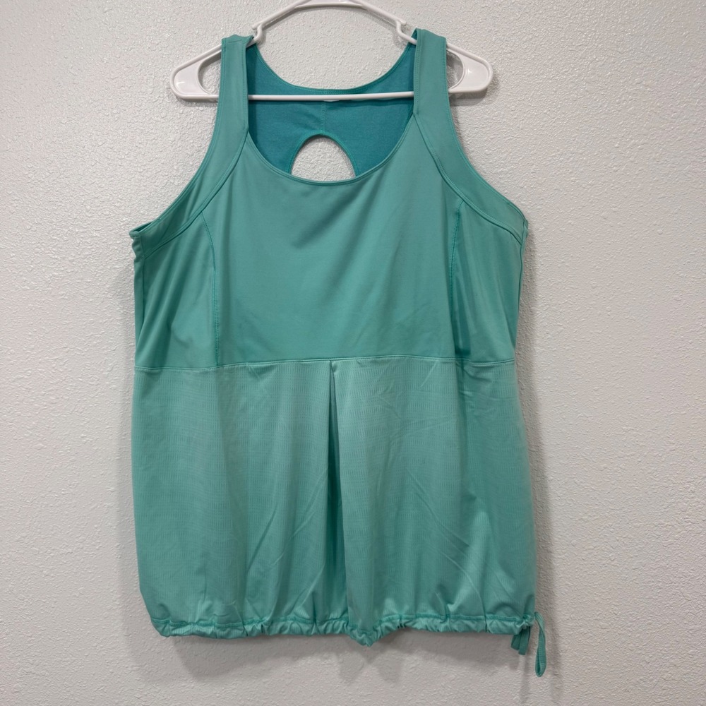Old Navy Active Womens Teal Green Keyhole Racerback Mesh Tank Top Size XL